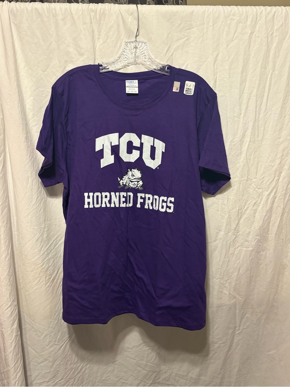 Port and Company Purple TCU Horned Frogs Short Sleeve Tee - White Print